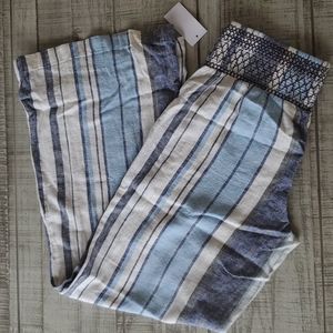 Blue striped wide leg palazzo style pants